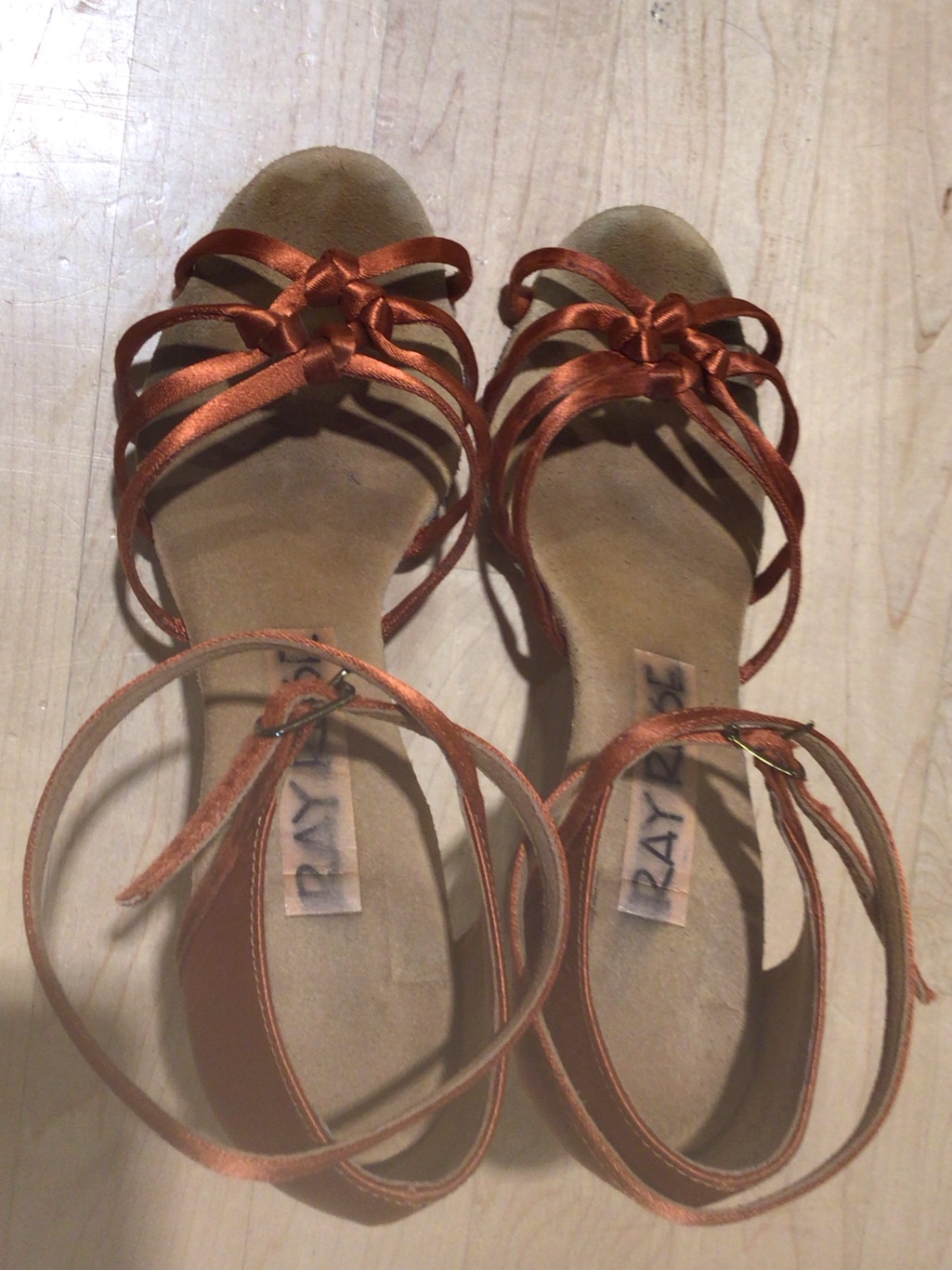 Women's Rust Satin Lace-Up Ankle Wrap Sandalsray Rose Latin Ballroom Ladies